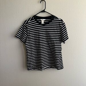 H&M Mama Navy and White Striped Maternity Tee S/M